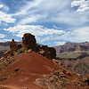 Grand Canyon South Rim-2-Rim: 04.23-25.09 : South Rim-2-Rim three day hike: South Kaibab Trail (4780 ft elevation loss, 6.8 mi) to Bright Angel Campground (2 nights there) and up on Bright Angel Trail (4380 ft elevation gain, 9.3 mi). Some did side hikes: part of Clear Creek Trail (~1400 ft elevation gain, 4 mi), River Trail (1.7 mi). Weather cooperated especially during the hike up with temperatures in the 70s, occasional strong wind and clouds. Temperatures at the bottom were in high 80s to low 90s during the day and low 50s at night.
